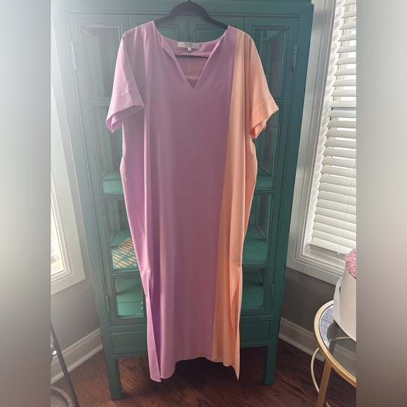 Crosby by Mollie Burch Shep Caftan in Pink and Cream - Picture 3 of 4